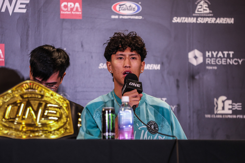 Nabil Anane answers questons at the ONE 172 post-event press conference at Super Saitama Arena on March 23 in Japan