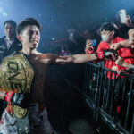 Nadaka Yoshinari celebrates his win over Numsurin Chor Ketwina at ONE 173 in November 2025 at Ariake Arena in Tokyo, Japan.