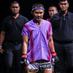 Soe Lin Oo walks toward the iconic Lumpinee Stadium ring for his fight against Dmitrii Kovtun at ONE Fight Night 29.